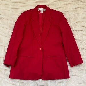 Adolfo Studio vintage linen-blend red blazer Sz 4P